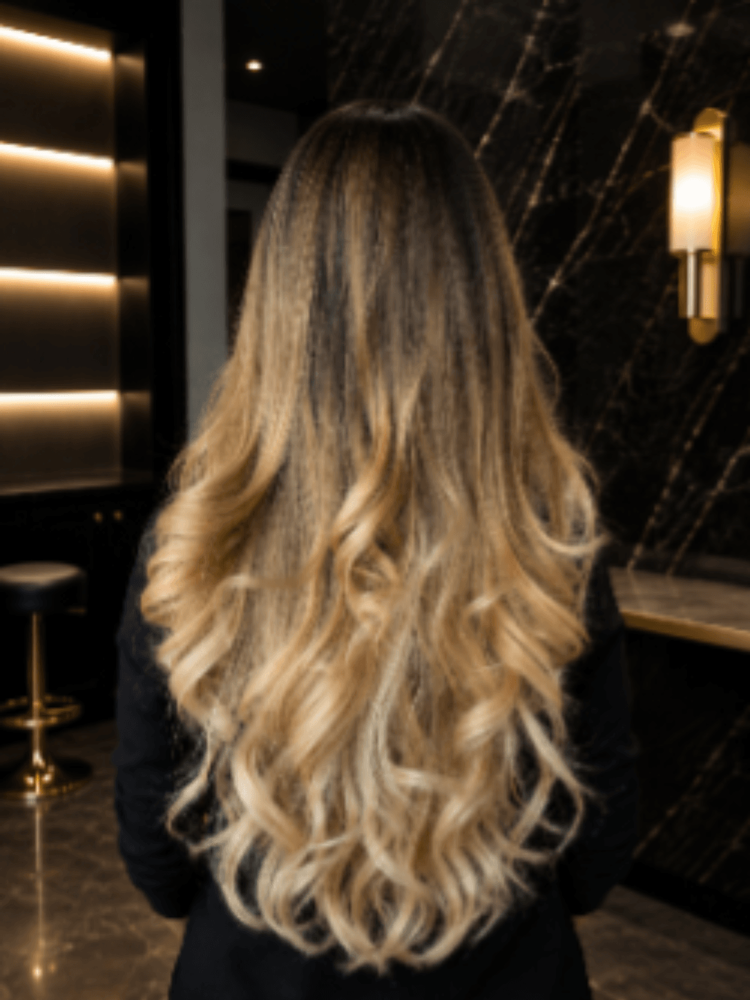 Ombre two-toned hair color & Blow-dry